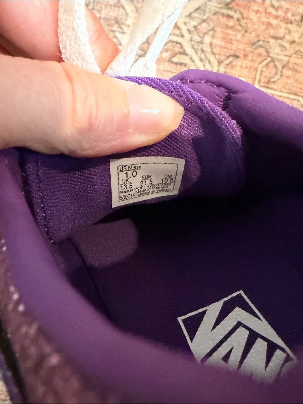 Vans Girls Purple Glitter Lace-Up Sneakers